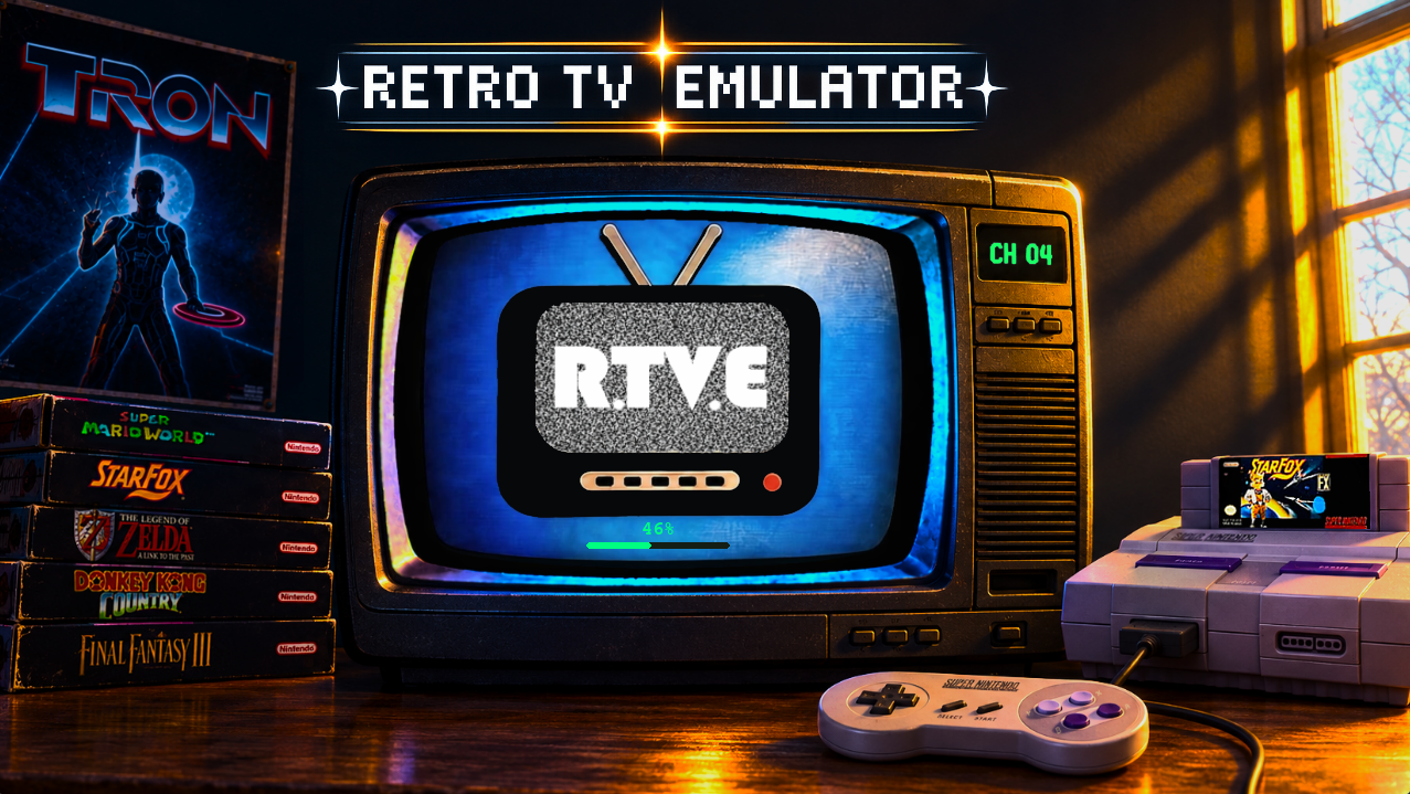 Retro TV Emulator boot screen with loading progress
